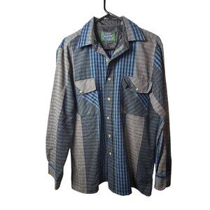 VTG‎ Mikael York Collection Mens Medium Flannel Button Shirt Plaid Western Style